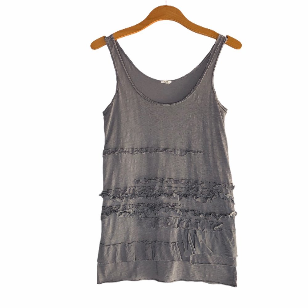 J. CREW GRAY SILK BRULEE RUFFLED TANK TOP XS